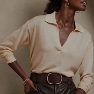NWT Banana Republic Merino Collard Pullover Sweater in Vanilla Cream